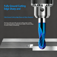 Fraise à bille en carbure nano-revêtu bleu 65 Helix pour acier inoxydable, outil de fraisage de contour CNC pour modèles 3D