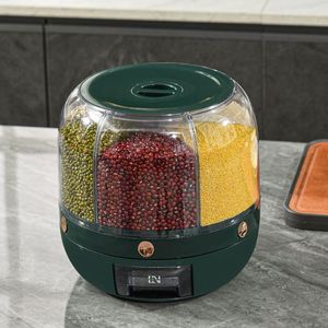 360 distributeur de grains, distributeur de nourriture de stockage de grains rotatif avec bouton résistant à l'humidité conteneur de stockage de cuisine domestique - Product Image 1
