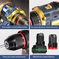 Perceuse électrique sans balais au lithium transfrontalière, multifonctionnelle pour usage domestique, rechargeable 48V, petite perceuse à percussion pour acier