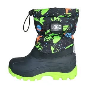 Hot Selling Winter Outdoor Kids Child Snow Boots Mid-tube Waterproof Non-slip Firmament Warm Shoes Ski Boots Wholesale