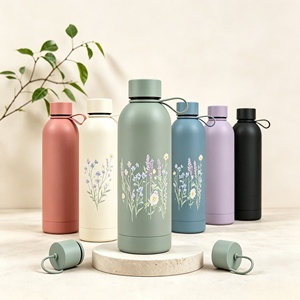 Custom Classic Line Art Pattern Laser Engraved Stainless Steel Carry Strap Leakproof <b>Reusable</b> Vacuum Thermal Flask Handle <b>Lid</b> - Product Image 4