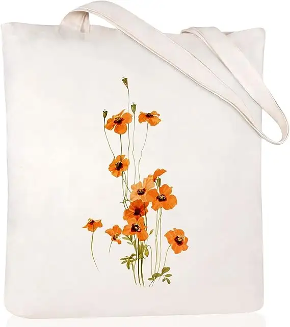Multi color Customized Printed logo Organic Cotton Canvas Tote shopping Bags With handles