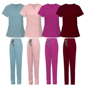 Medical Scrub Suits Supplier Clinical Scrub Ruffled Spandex Scrubs Medical Uniforms