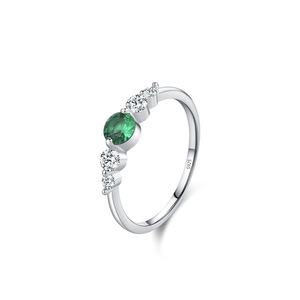 Nuevo diseño de elegancia de lujo S925 anillo redondo de <span class=keywords><strong>esmeralda</strong></span> de plata esterlina regalos para mujeres - Product Image 6