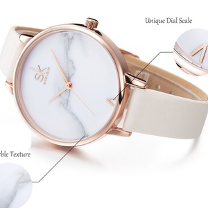 Montre à quartz pour femme SHENGKE 0039, boîtier en alliage, bracelet en cuir de 38 mm, cadran en verre, affichage simple à aiguilles, montre décontractée et élégante pour le travail - Product Image 6