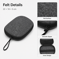 Étui personnalisé en feutre pour casque audio avec poche zippée en maille, sangle élastique et rangement portable pour accessoires de casque
