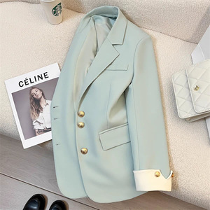 Blazer Amarillo para <span class=keywords><strong>Mujer</strong></span>, Cuello Solapa, Botones, Bolsillos, <span class=keywords><strong>Talla</strong></span> <span class=keywords><strong>Grande</strong></span>, Primavera 2026, <span class=keywords><strong>Chaqueta</strong></span> Casual Elegante, 100% Poliéster - Product Image 2