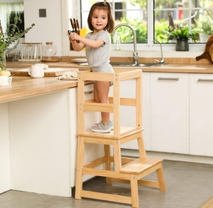 Adjustable Solid Wood Montessori Learning Tower Helper Kids <strong>Kitchen</strong> <strong>Step</strong> <strong>Stool</strong> with Safety Rail for Toddlers Other Children - Product Image 2