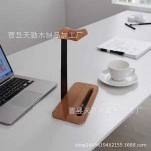 Wooden headphone holder, gaming <b>headset</b> <b>stand</b>, solid wood desktop organizer, pen base, beech wood <b>stand</b> - Product Image 4
