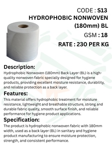 Rouleau de tissu hydrophobe de qualité supérieure, matériau protecteur haute performance hydrofuge pour les serviettes hygiéniques médicales et sanitaires - Product Image 5