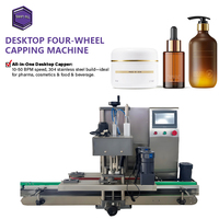 Máquina Tapadora de Sobremesa de Cuatro Ruedas con Servomotor, Control por Pantalla Táctil, Semiautomática, de Alta Precisión para Botellas de Plástico y Vidrio, Precio de Fábrica