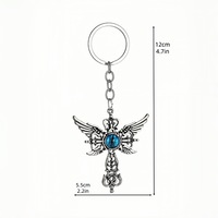 Porte-clés Ailes, Croix et Oeil Turc en Métal Gothique, Breloque pour Sac à Main, Cadeau Créatif pour Femmes et Filles