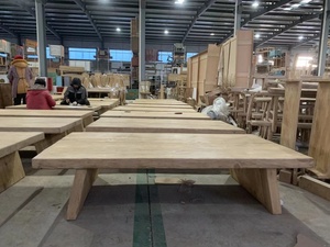औद्योगिक प्राचीन देहाती ठोस पुनर्नवीनीकरण स्लैब लकड़ी लाइव बढ़त रेस्तरां खाने की मेज - Product Image 4