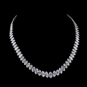 18k Gold Diamond <b>Necklace</b>, Marquise Cut Diamond Tennis <b>Necklace</b>, Wedding Bridal <b>Necklace</b>, Diamond <b>Statement</b> <b>Necklace</b> - Product Image 1