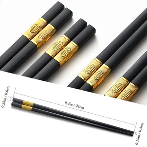 Luxus chinesische Legierung Chopsticks personalisiert Fiberglas schwarz graviert Chopsticks Geschenkset