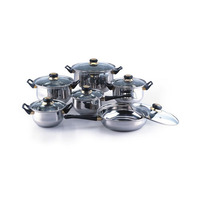Nouvel ensemble de 12 pièces de batterie de cuisine en acier inoxydable, comprenant marmites à soupe, casseroles à lait et poêles de cuisson