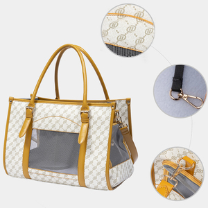 高級レザー ペットキャリー 犬用キャリーバッグ ペットハンドバッグ 犬用品 ペットアクセサリー 犬用ハーネス付き - Product Image 2