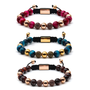 Bracciale Unisex Premium con Occhio di Tigre e Agata, Sfere CZ Miste, Fatto a Mano, Stile Yoga, Pietre Naturali, <span class=keywords><strong>Essenza</strong></span> Spirituale, Trendy - Product Image 1