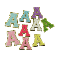 Lettres de l'alphabet en chenille multicolore à paillettes dorées 5.5cm 6.5cm 8cm Tailles Tissu écologique pour vêtements Chapeaux Sacs