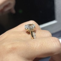 Bague de fiançailles empilable vintage personnalisée en or jaune 18K 14K, alliance éternité, diamant de laboratoire taille ovale certifié IGI, ensemble nuptial