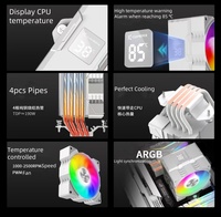 Refroidisseur d'air personnalisé pour processeur ARGB avec 4 caloducs, ventilateur de radiateur pour PC de jeu, refroidissement par air avec écran d'affichage
