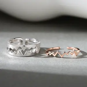 爱情心跳情侣戒指精品珠宝时尚二合一设计男女个性化开启925银色结婚戒指