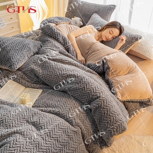 Set <span class=keywords><strong>di</strong></span> Biancheria da Letto 4 Pezzi in Peluche Lungo e Soffice, Copripiumino in Finta Pelliccia, Lenzuolo Piatto, Federa in Velluto <span class=keywords><strong>di</strong></span> <span class=keywords><strong>Flanella</strong></span> Peloso e Microfibra - Product Image 3