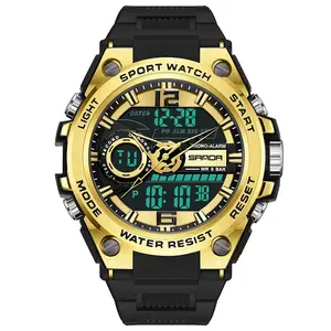SANDA 9010 Alarm Clock Mode Analog Led Display Quartz Men Digital Movement Outdoor Sports Waterproof Teenagers Wrist Watches