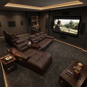 Divano Reclinabile a L in Pelle Marrone Premium - Divano Ergonomico per Home Theater con Portabicchieri <span class=keywords><strong>e</strong></span> Vassoio Integrati - Product Image 5