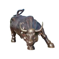 Estatua Gigante de Toro de Wall Street en Latón, Escultura Moderna de Toro de Tamaño Real en Bronce