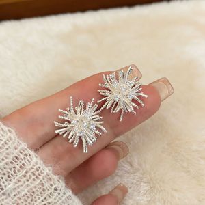 Flower Stud Earrings 925 Silver Zinc Alloy Party Women Korean Style - Product Image 3