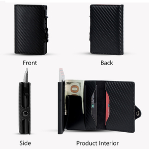 OEM/ODM Business Minimalist Slim Credit Card Holder Small Carbon Leather Pop-up <b>Smart</b> <b>Wallet</b> Kartenhalter Brieftasche Herren - Product Image 2