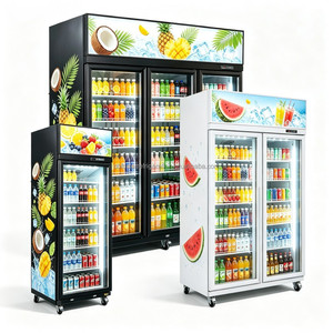 Top Mounted Compressor 2 Glass Door Display <b>Cooler</b>, Commercial Upright Refrigerated Display Cabinet, Used for Freezing Food - Product Image 3