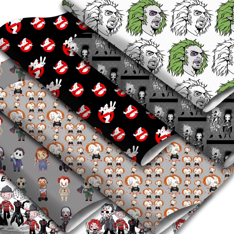 30X140cm Halloween Movies Character Ghost Pumpkin Faux Leatherette Sheets For Crafts Hairbows 20110