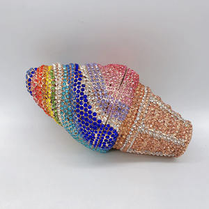 Tas tangan wanita model baru, tas tangan malam pesta pernikahan, tas koktail, kristal, warna-warni, dompet mode es krim, keluaran baru wanita - Product Image 1