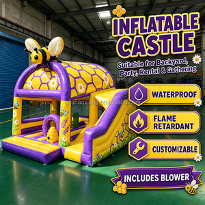 Castillo Inflable Comercial con Tobogán y Temática de Abejas, Castillo Inflable para Niños con Soplador - Product Image 1