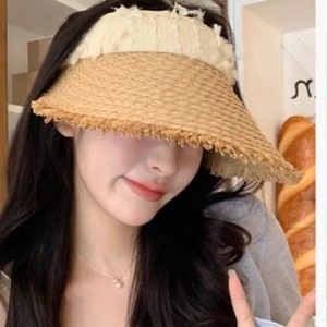 Faltbarer Raffia Stroh Krempe Breiter Sonnenhut für Frauen Sommer Outdoor UV-Schutz Visier Hut Gesicht Abnehmen Fedora Panama Beach - Product Image 5