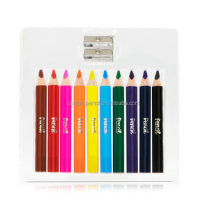 Paquet <span class=keywords><strong>de</strong></span> 10 crayons <span class=keywords><strong>de</strong></span> couleur triangulaires géants en forme <span class=keywords><strong>de</strong></span> graisse courte pour enfants Taille-<span class=keywords><strong>crayon</strong></span> en métal extra épais à noyau avancé en bois - Product Image 1