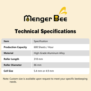 New MengerBee Aluminum Alloy Rollers Manual Beeswax <b>Foundation</b> Machine M310E 5.4/4.9mm Cell Size 310mm Roller Length Apiculture - Product Image 3