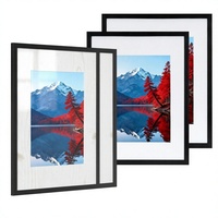 Set Bingkai Foto A4 Kayu Hitam, Bingkai Gambar Persegi Panjang, Tampilan Horizontal dan Vertikal untuk Dinding atau Meja