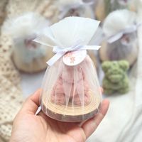 LANJO Bestseller Bärenförmige Duftkerze mit Holzuntersetzer & Gitter, Luxuriöse Aromatherapie-Kerze, Niedliches Geburtstagsgeschenk Heimdekoration