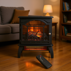 Chimenea Eléctrica de 18 Pulgadas con Llama 3D, Calefacción por Infrarrojos de Cuarzo, 1500W, Independiente, con Control Remoto - Product Image 2