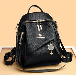 Wholesale Fashion Casual Luxury Multifunction Backpack For Women PU Leather Shoulder Bag Teenager School Backpack For Woman
