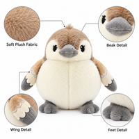Peluche personnalisée OEM/ODM avec logo, jouet en peluche en coton PP, oiseau en peluche, coussin câlin, compagnon pour enfants, cadeau d'anniversaire
