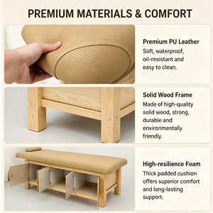 Ensemble de mobilier de salon en bois massif, lits de salon de beauté pour table de massage, <span class=keywords><strong>lit</strong></span> de spa facial et pour extensions de cils, équipement de spa capillaire, grand espace de rangement - Product Image 4
