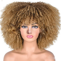Venta al por mayor Afro rizado peluca pelo de fibra sintética corto rizado mujeres negro 14 elástico encaje peluca corta Cali arena Afro