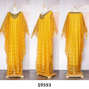 Abito caftano africano Plus Size in pizzo per le donne tradizionale Boubou nigeriano con abito interno - Product Image 3