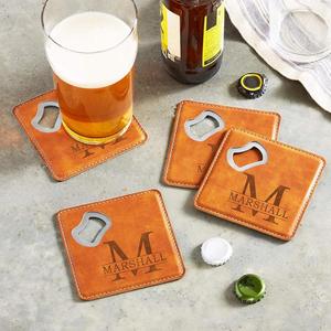 Customized Stainless Steel Square Bottle Opener Cover Multifunctional Portable Coaster Promotional Gift for Hotel Restaurant - Product Image 1