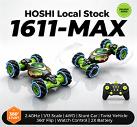 HOSHI Stock Local 1611-MAX Coche de Acrobacias 4WD a Escala 1/12 de 2.4Ghz, Vehículo de Control Remoto con Control por Reloj y 2 Baterías, Coche RC