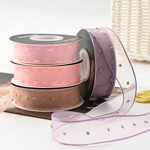 Ruban à nœuds DIY pour la Saint-Valentin, la fête des mères, les anniversaires, les mariages, en coton à pois durable et magnifique, pour emballer les gâteaux et les cadeaux - Product Image 2